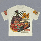 Cotton Car Letter Pattern Printed Design Short Sleeved