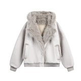 Unisex Down Jacket Winter Fleece Collar Fleece Jacket