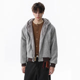Unisex Down Jacket Winter Double Sided Fleece Hooded Jacket Men