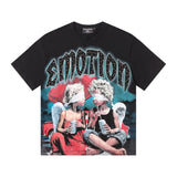 Mixed emotion t-shirt men's rhinestone printing g pure cotton printing