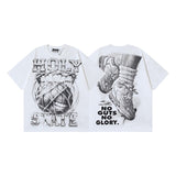 Men's short-sleeve t-shirt - washed print with hotfix rhinestones - premium cotton - high quality