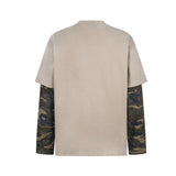 Unisex long-sleeved shirt men's autum camouflage fake two-piece