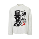 Unisex long-sleeved shirt autumretro black punk printing