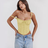 Women's top: amazon cross-border summer lace patchwork tie-up sexy european and american style top, hot girl camisole tank top for women