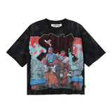 Bkys hot diamond washed pure cotton t-shirt g direct injection hip hop printing