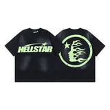 Men's short-sleeve t-shirt - washed print with hotfix rhinestones - premium cotton - high quality
