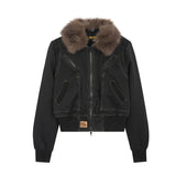 Unisex Down Jacket Men's Winter Short Fur Collar Padded Cotton