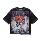 Bkys men's short-sleeve t-shirt - streetwear print, washed, rhinestone detail, 100% cotton