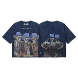 Bkys men's short-sleeve t-shirt - streetwear print, washed, rhinestone detail, 100% cotton