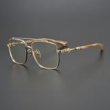 CHH Chrome Hearts Glasses Japanese large frame pure titanium engraved pattern myopia glasses frame