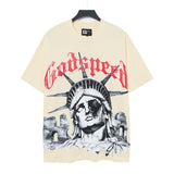 Men's youth t-shirt with rhinestone print, 100% cotton, american retro style