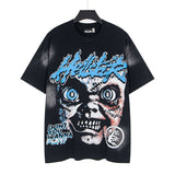 Men's t-shirt, hip-hop print, 100% cotton, printed, washed