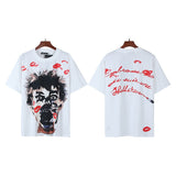 Men's short-sleeve t-shirt - washed print with hotfix rhinestones - premium cotton - high quality
