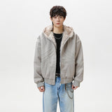 Unisex Down Jacket Winter Fleece Collar Plush Cotton Jacket Men
