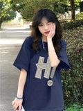 Fashion Women T-shirt Simple Letter