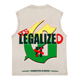Hip hop tank top american high street biochemical skull letter hip hop street rock vest sweatshirt sleeveless t-shirt