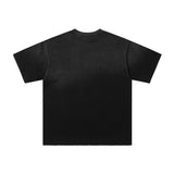 Washed and distressed vintage print valley pure cotton t-shirt