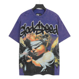 Godspeed men's short-sleeve t-shirt - washed print, hotfix rhinestone detail, streetwear style