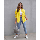 Women's european and american style mid-length frayed hem distressed denim jacket - autumn/winter long sleeve casual turn-down collar top