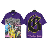 Men's youth t-shirt with rhinestone print, 100% cotton, american retro style