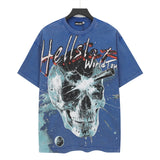 Washed and hot-drilled men's t-shirt short-sleeved g pure cotton hip hop street