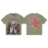 Mixed emotion cross-border t-shirt rhinestone printing g pure cotton printing