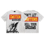 Mixed emotion men's t-shirt - short sleeve, rhinestone print, 100% cotton