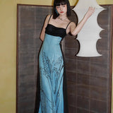 Women Dresses Summer Retro Spaghetti Straps Dress