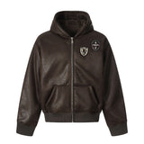 Unisex Down Jacket Winter Vintage Fleece Jacket Hooded Padded Jacket