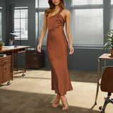 Work Dresses Temperament Elegant One Shoulder Slim Fit Dress