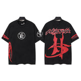 Washed and hot-drilled men's t-shirt short-sleeved g pure cotton hip hop street