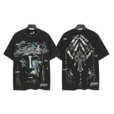 Men's t-shirt short sleeve hot diamond printing g pure cotton hip hop street printing