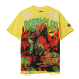 Washed and hot-drilled rough play pure cotton t-shirt g direct injection hip hop printing