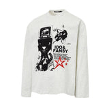 Unisex long-sleeved shirt autumretro black punk printing
