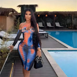 Women Dresses Spring New Single Sleeve Sexy Cutout Sheath Dress