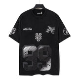 Washed and hot-drilled men's t-shirt short-sleeved g pure cotton hip hop street