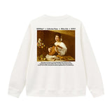Off OW White Sweatshirt Oil painting of a girl playing the piano