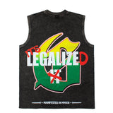 Hip hop tank top american high street biochemical skull letter hip hop street rock vest sweatshirt sleeveless t-shirt