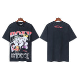 Men's short-sleeve t-shirt - washed print with hotfix rhinestones - premium cotton - high quality