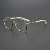 CHH Chrome Hearts Glasses Japanese large frame pure titanium engraved pattern myopia glasses frame