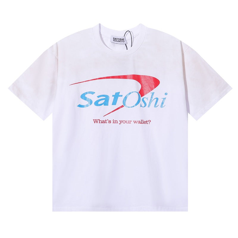 American-style satoshi direct-injection pure cotton t-shirt with "g" letter print