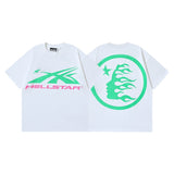 Men's short-sleeve t-shirt - washed print with hotfix rhinestones - premium cotton - high quality