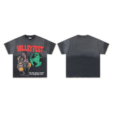 Valley t-shirt men's short-sleeved street printing hot diamond washed cotton