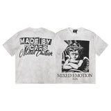 Mixed emotion men's t-shirt - short sleeve, rhinestone print, 100% cotton