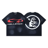 Men's short-sleeve t-shirt - washed print with hotfix rhinestones - premium cotton - high quality