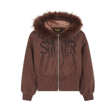 Unisex Down Jacket Winter Fur Collar Corduroy Short Jacket