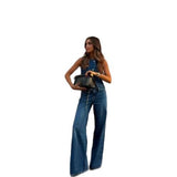Women's sleeveless vest & wide-leg denim set - spring/summer amazon us/eu cross-border fashion