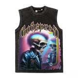 Hip hop tank top american skull vest niche design trendy street sweatshirt summer sleeveless t-shirt