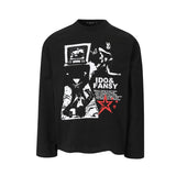 Unisex long-sleeved shirt autumretro black punk printing