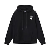 Off OW White Hoodie Blue warning line